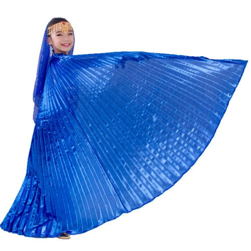 Gold royal blue turquoise fuchsia silver Kids performance cosplay belly dance Isis Wings Children belly dancing Wings 